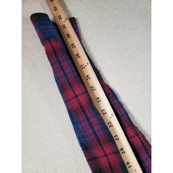 Route 66 Shirt Mens XL Red/Blue Plaid Long Sleeve Pearl Snap Pockets 100% Cotton - Picture 8 of 9